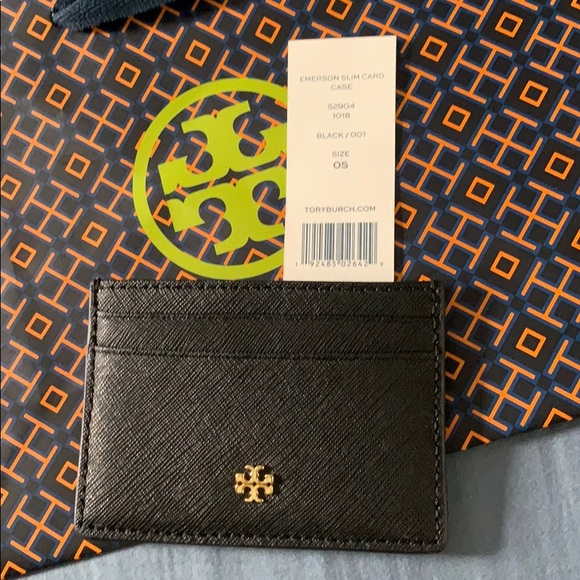 NWT Tory Burch Emerson Slim Credit Card Case Black - Picture 3 of 3